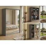 Szafa przesuwna DUBROWNIK 150 cm - szary z lustrem