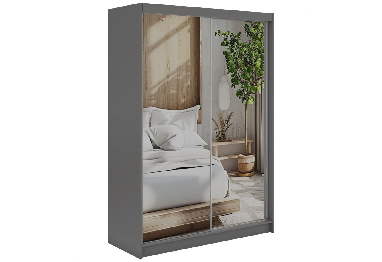 Szafa przesuwna DUBROWNIK 150 cm - szary z lustrem