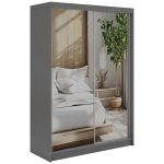 Szafa przesuwna DUBROWNIK 150 cm - szary z lustrem