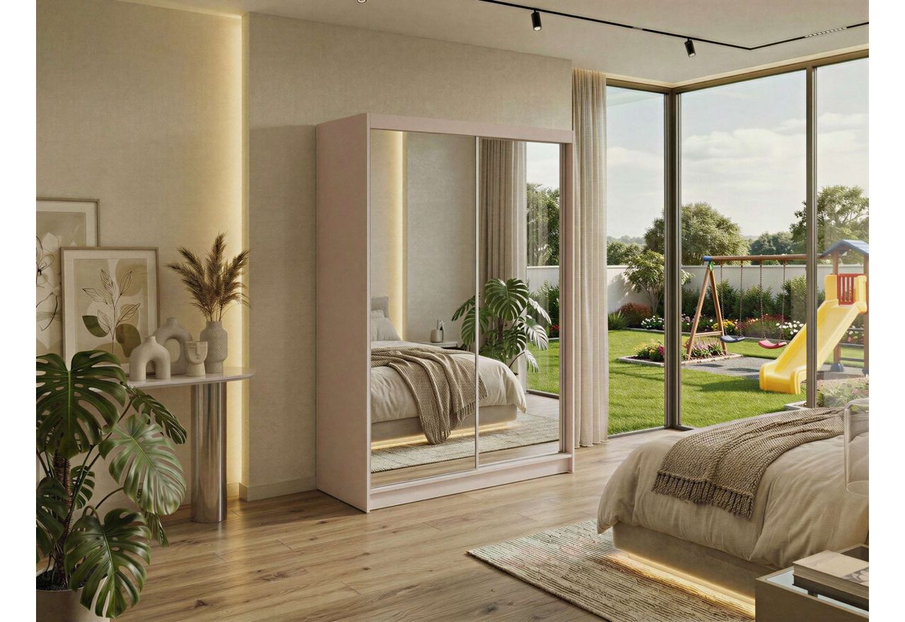 Szafa przesuwna DUBROWNIK 150 cm - kaszmir z lustrem