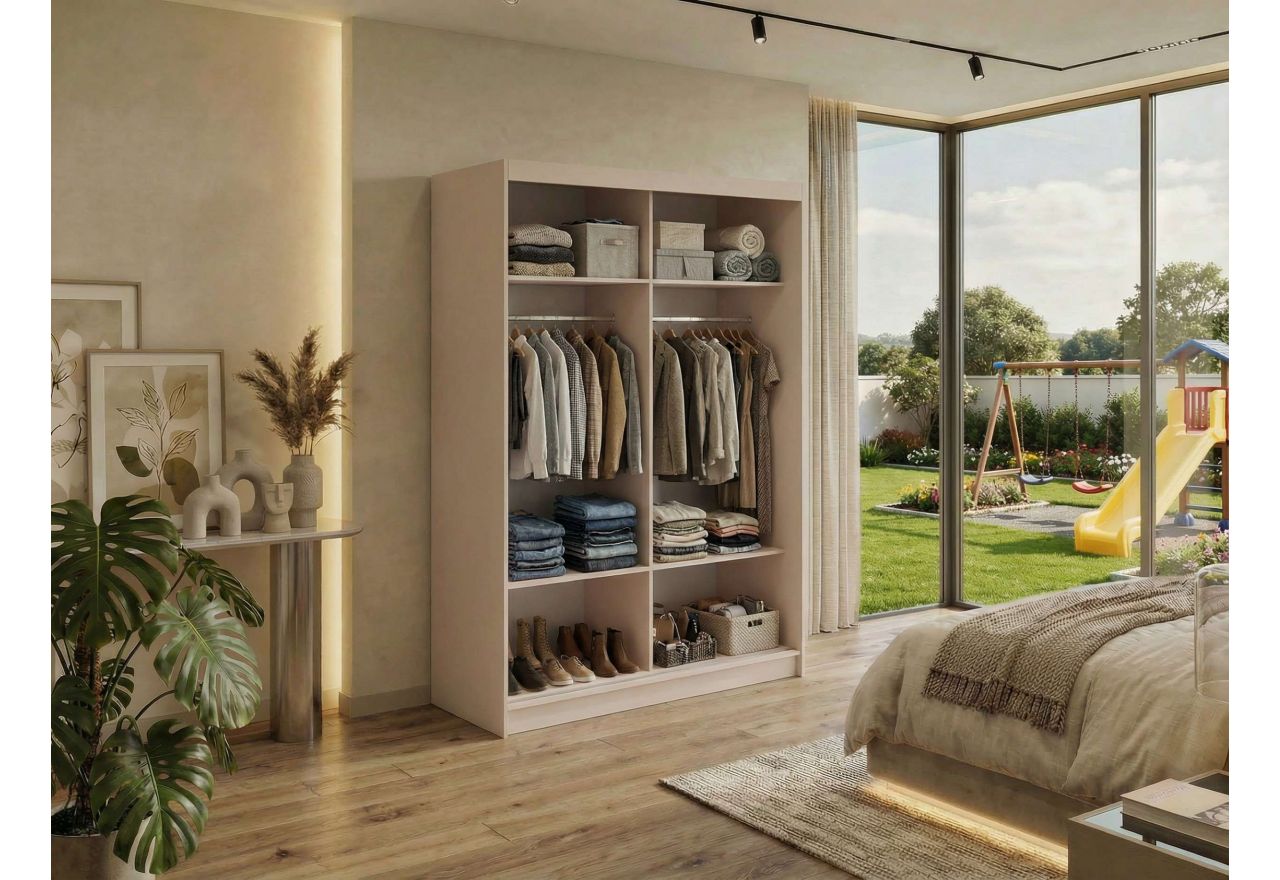 Szafa przesuwna DUBROWNIK 150 cm - kaszmir z lustrem