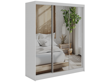 Szafa przesuwna DUBROWNIK 180 - biały z lustrem + 2 szuflady