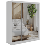 Szafa przesuwna DUBROWNIK 180 cm - biały z lustrem + 2 szuflady