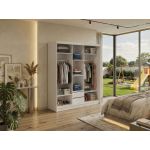 Szafa przesuwna DUBROWNIK 180 cm - biały z lustrem + 2 szuflady