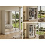 Szafa przesuwna DUBROWNIK 180 cm - biały z lustrem + 2 szuflady