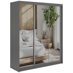 Szafa przesuwna DUBROWNIK 180 cm - szary z lustrem + 2 szuflady