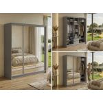 Szafa przesuwna DUBROWNIK 180 cm - szary z lustrem + 2 szuflady