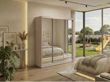 Szafa przesuwna DUBROWNIK 180 - kaszmir z lustrem + 2 szuflady