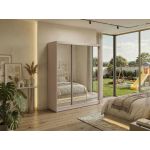 Szafa przesuwna DUBROWNIK 180 cm - kaszmir z lustrem + 2 szuflady