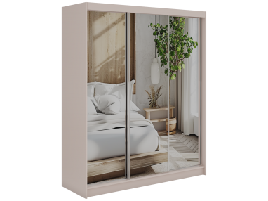 Szafa przesuwna DUBROWNIK 180 - kaszmir z lustrem + 2 szuflady