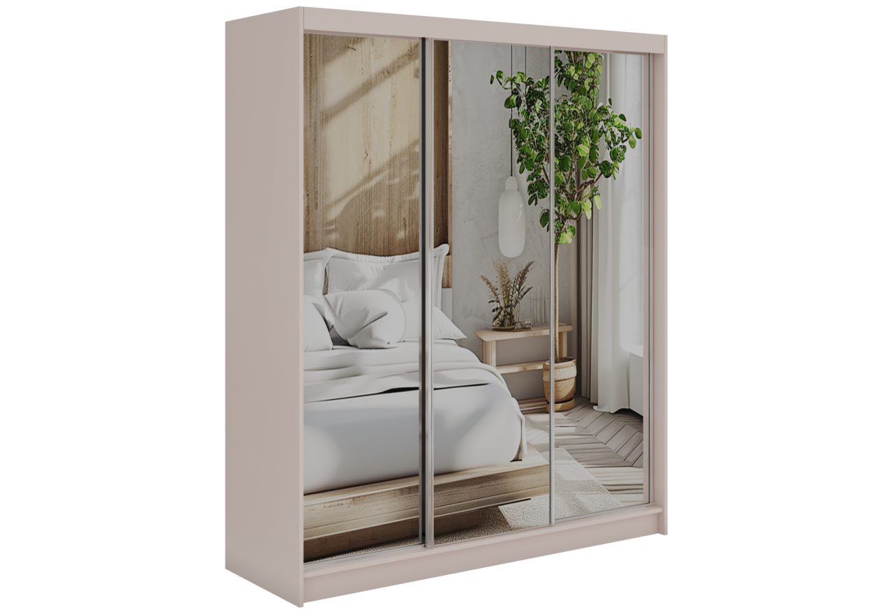 Szafa przesuwna DUBROWNIK 180 cm - kaszmir z lustrem + 2 szuflady