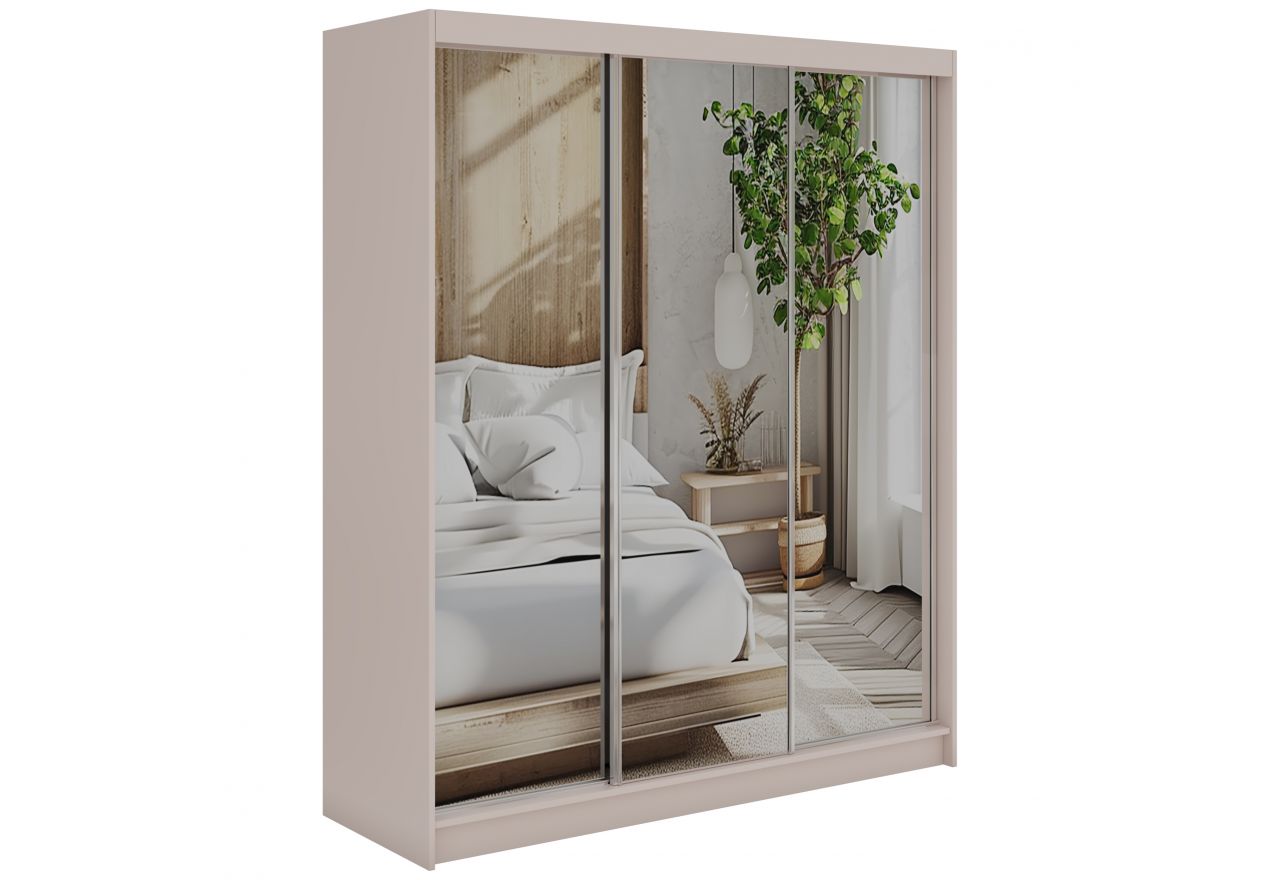 Szafa przesuwna DUBROWNIK 180 cm - kaszmir z lustrem + 2 szuflady