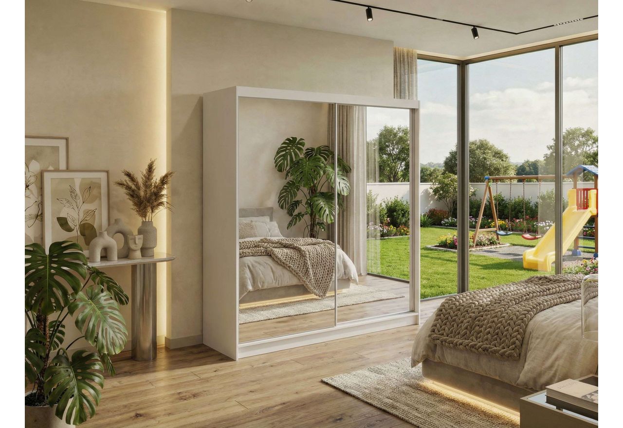 Szafa przesuwna DUBROWNIK 200 - biały z lustrem