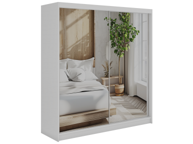 Szafa przesuwna DUBROWNIK 200 - biały z lustrem