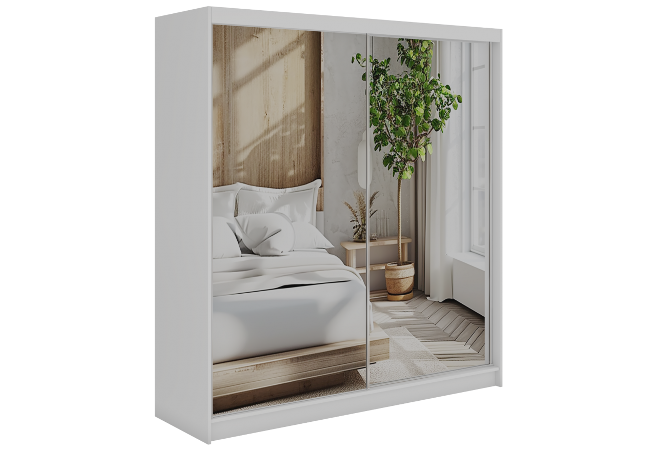 Szafa przesuwna DUBROWNIK 200 - biały z lustrem