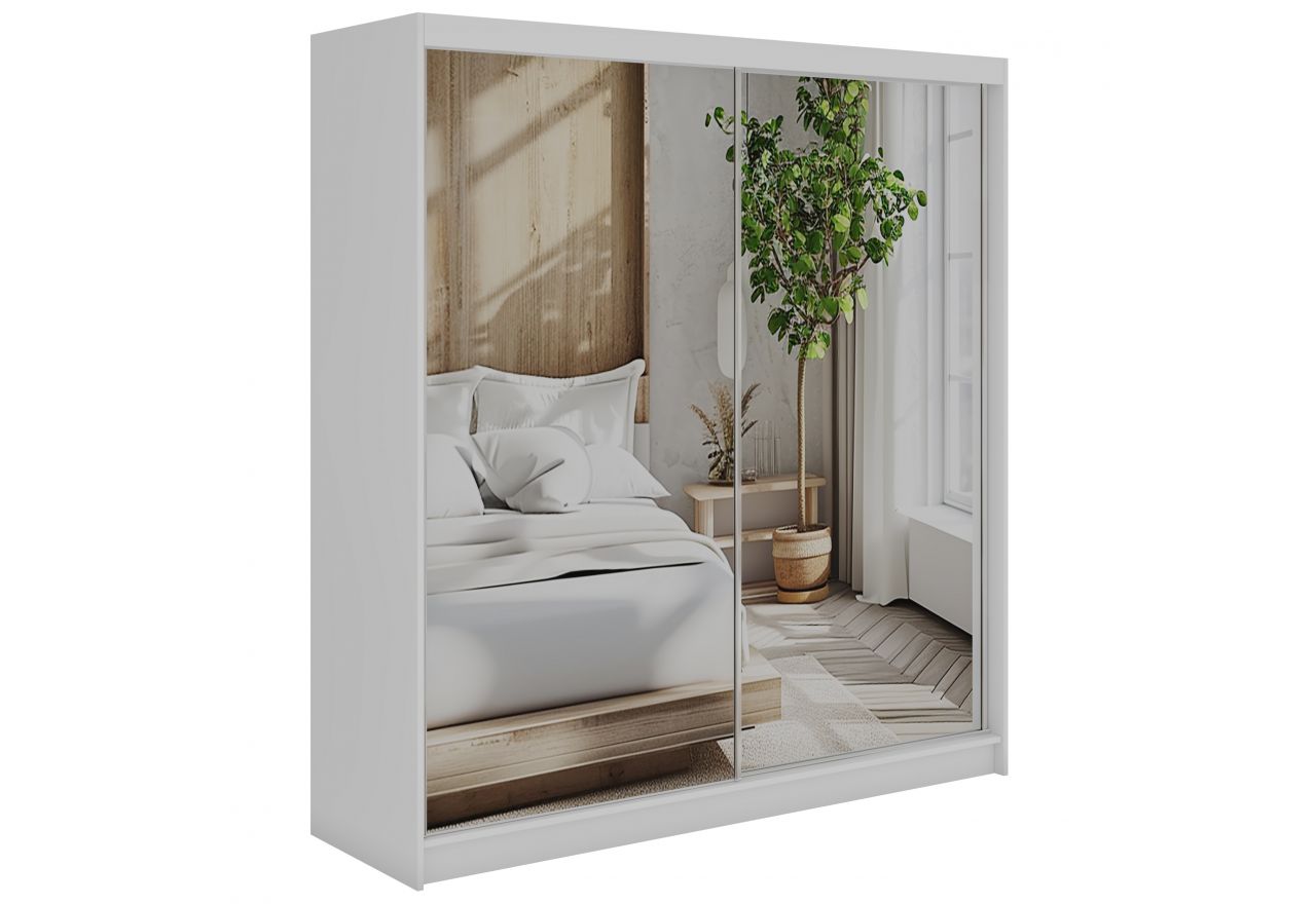 Szafa przesuwna DUBROWNIK 200 - biały z lustrem