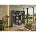 Szafa przesuwna DUBROWNIK 200 - szary z lustrem