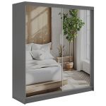 Szafa przesuwna DUBROWNIK 200 - szary z lustrem
