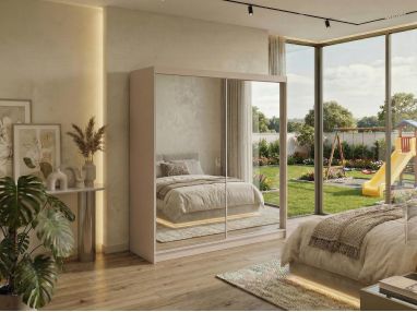 Szafa przesuwna DUBROWNIK 200 - kaszmir z lustrem