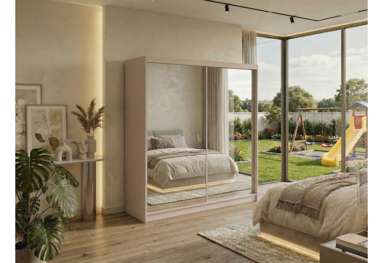 Szafa przesuwna DUBROWNIK 200 - kaszmir z lustrem