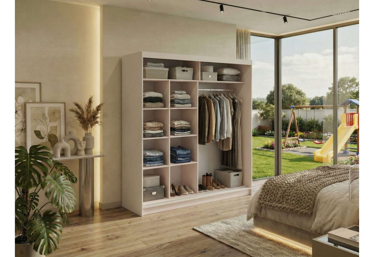 Szafa przesuwna DUBROWNIK 200 - kaszmir z lustrem