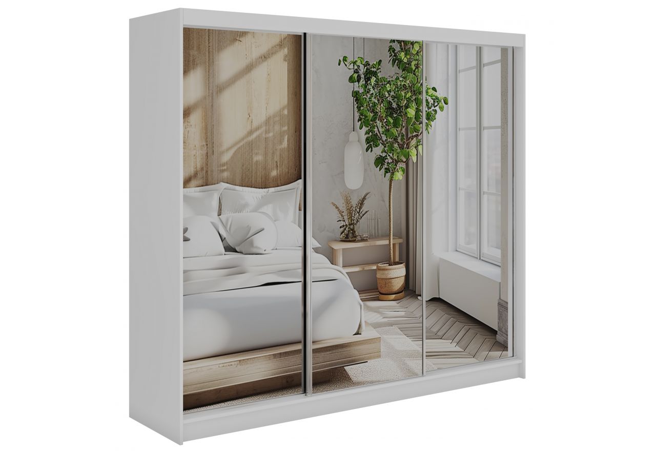 Szafa przesuwna DUBROWNIK 240 cm - biały z lustrem