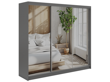 Szafa przesuwna DUBROWNIK 240 - szary z lustrem