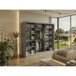 Szafa przesuwna DUBROWNIK 240 cm - szary z lustrem