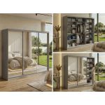 Szafa przesuwna DUBROWNIK 240 cm - szary z lustrem