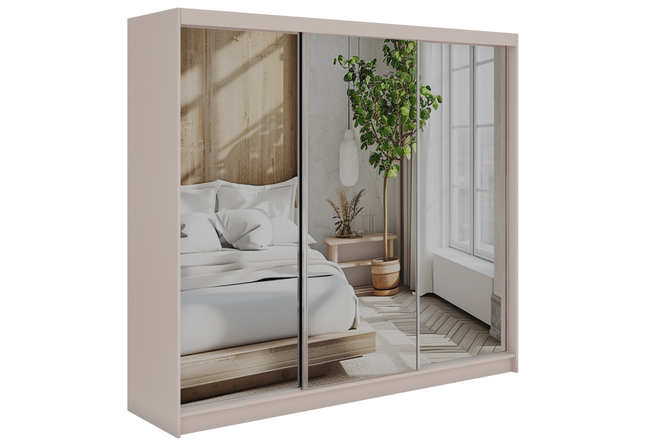 Szafa przesuwna DUBROWNIK 240 cm - kaszmir z lustrem