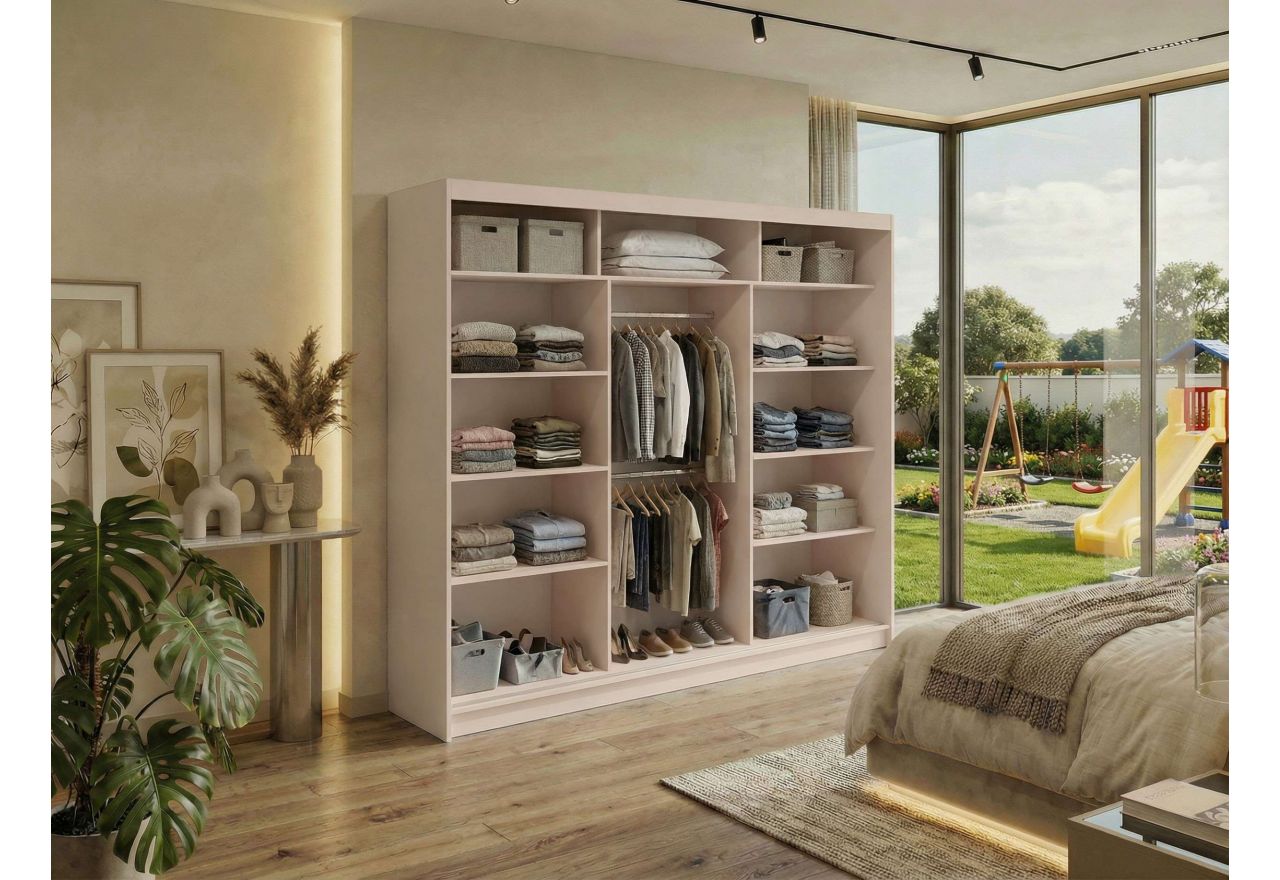 Szafa przesuwna DUBROWNIK 240 cm - kaszmir z lustrem