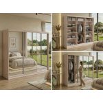 Szafa przesuwna DUBROWNIK 240 cm - kaszmir z lustrem