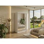 Szafa przesuwna DUBROWNIK 120 cm - biały z lustrem + 2 szuflady