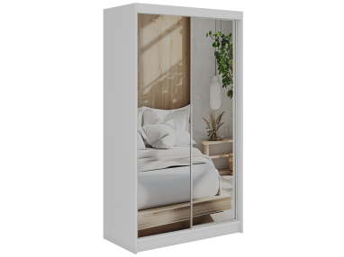 Szafa przesuwna DUBROWNIK 120 - biały z lustrem + 2 szuflady