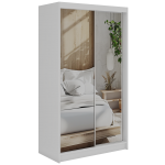 Szafa przesuwna DUBROWNIK 120 cm - biały z lustrem + 2 szuflady