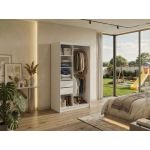 Szafa przesuwna DUBROWNIK 120 cm - biały z lustrem + 2 szuflady