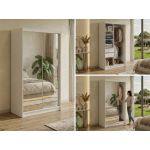 Szafa przesuwna DUBROWNIK 120 cm - biały z lustrem + 2 szuflady