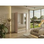 Szafa przesuwna DUBROWNIK 120 cm - kaszmir z lustrem + 2 szuflady