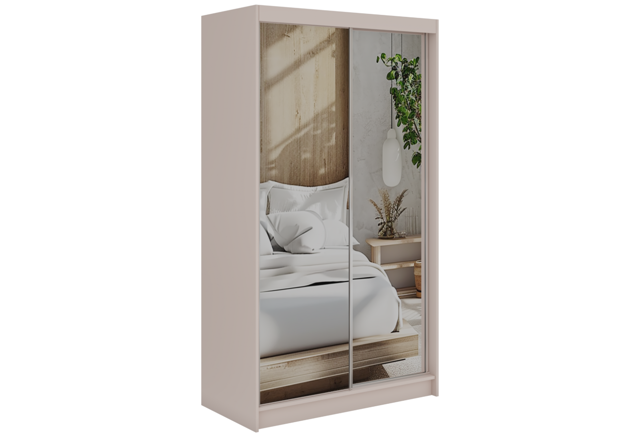 Szafa przesuwna DUBROWNIK 120 cm - kaszmir z lustrem + 2 szuflady