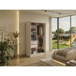 Szafa przesuwna DUBROWNIK 120 cm - kaszmir z lustrem + 2 szuflady