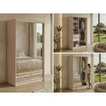 Szafa przesuwna DUBROWNIK 120 cm - kaszmir z lustrem + 2 szuflady