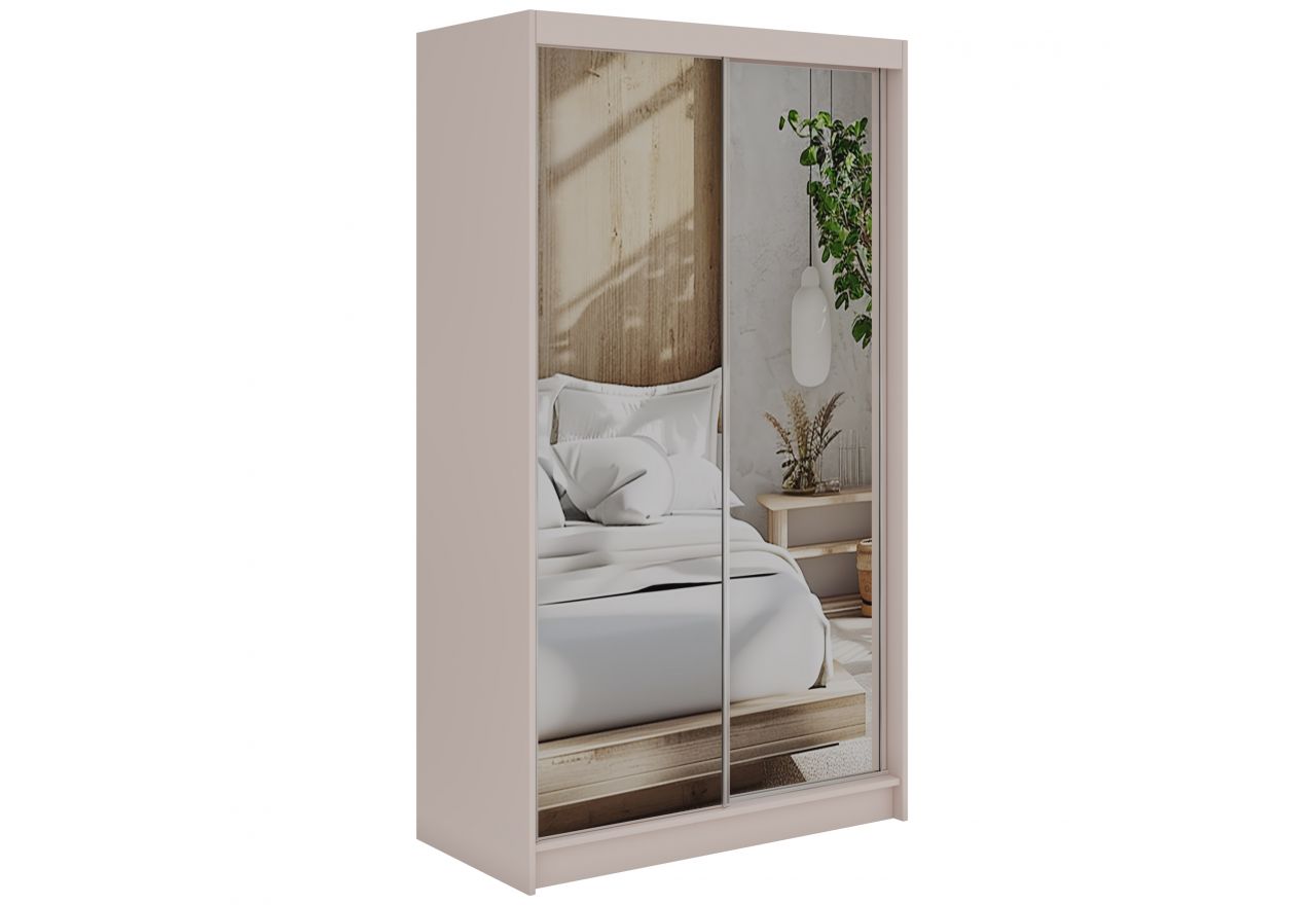 Szafa przesuwna DUBROWNIK 120 cm - kaszmir z lustrem + 2 szuflady