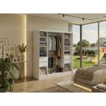 Szafa przesuwna DUBROWNIK 200 - biały z lustrem + 4 szuflady