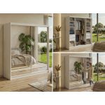 Szafa przesuwna DUBROWNIK 200 - biały z lustrem + 4 szuflady