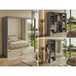 Szafa przesuwna DUBROWNIK 200 - szary z lustrem + 4 szuflady