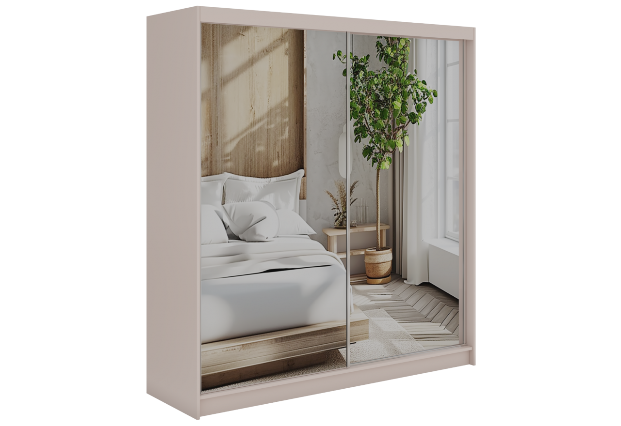 Szafa przesuwna DUBROWNIK 200 - kaszmir z lustrem + 4 szuflady