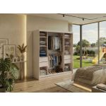 Szafa przesuwna DUBROWNIK 200 - kaszmir z lustrem + 4 szuflady