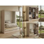 Szafa przesuwna DUBROWNIK 200 - kaszmir z lustrem + 4 szuflady