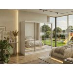 Szafa przesuwna DUBROWNIK 240 cm - biały z lustrem + 4 szuflady