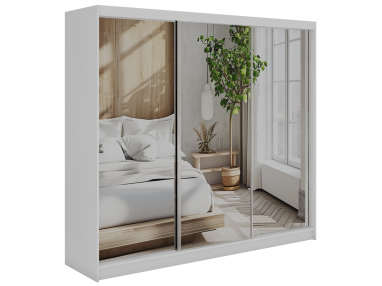 Szafa przesuwna DUBROWNIK 240 - biały z lustrem + 4 szuflady